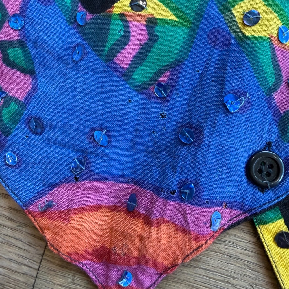 Vintage Symbol 2000 Abstract Geometric Sequin Rayon Vest Womens Medium Multi - Picture 8 of 8